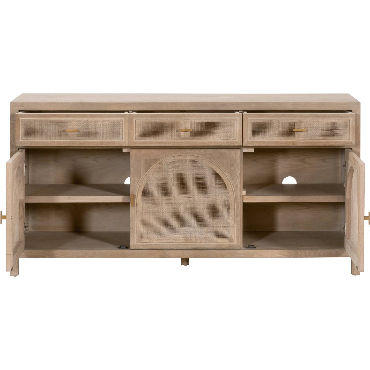 002 SI-1998822 | Additional Silo | Cane Media Sideboard by Essentials For Living in smoke gray oak, smoke gray cane. Made from solid reclaimed oak, oak veneer, cane, metal in a cottage & farmhouse style.