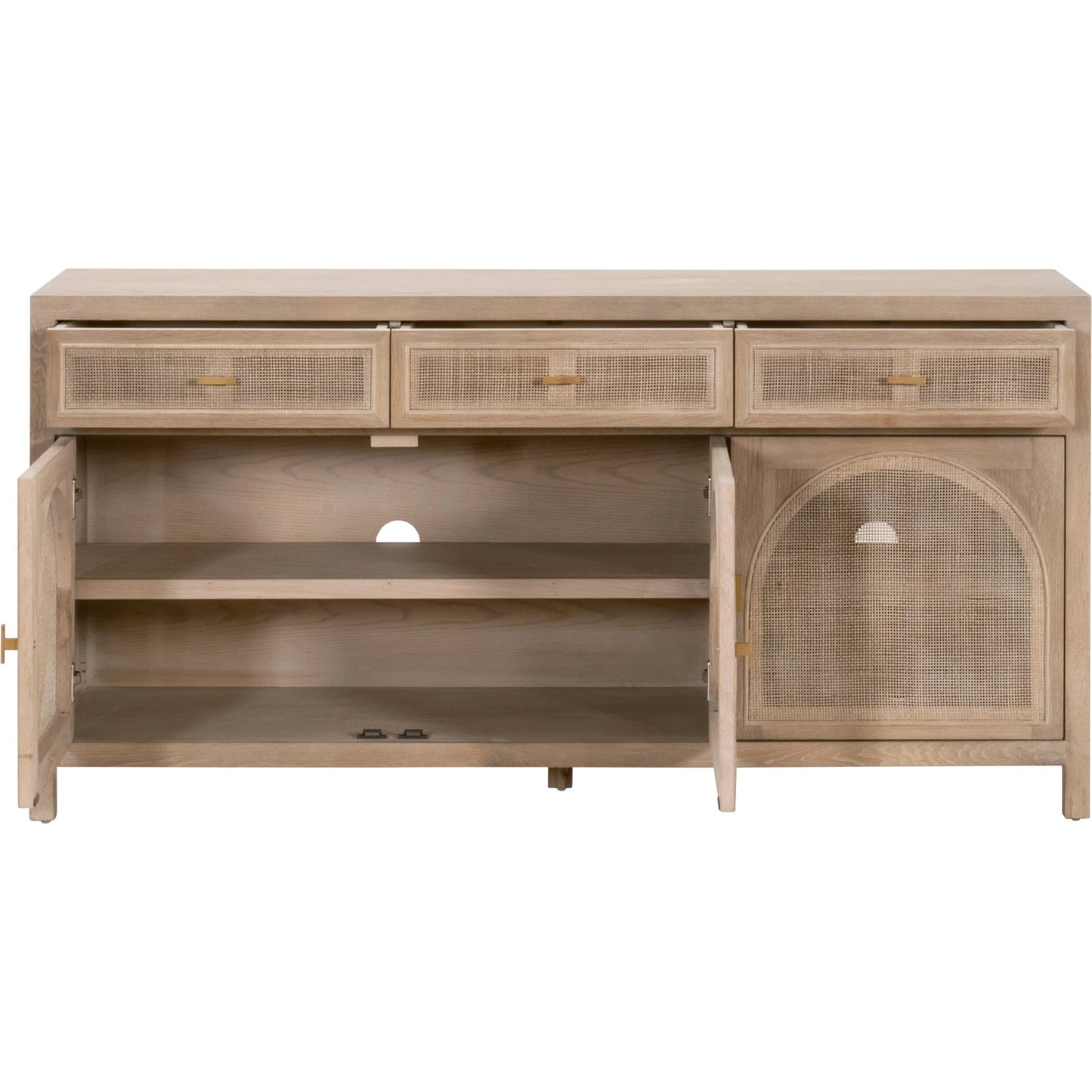 005 SI-1998822 | Additional Silo | Cane Media Sideboard by Essentials For Living in smoke gray oak, smoke gray cane. Made from solid reclaimed oak, oak veneer, cane, metal in a cottage & farmhouse style.
