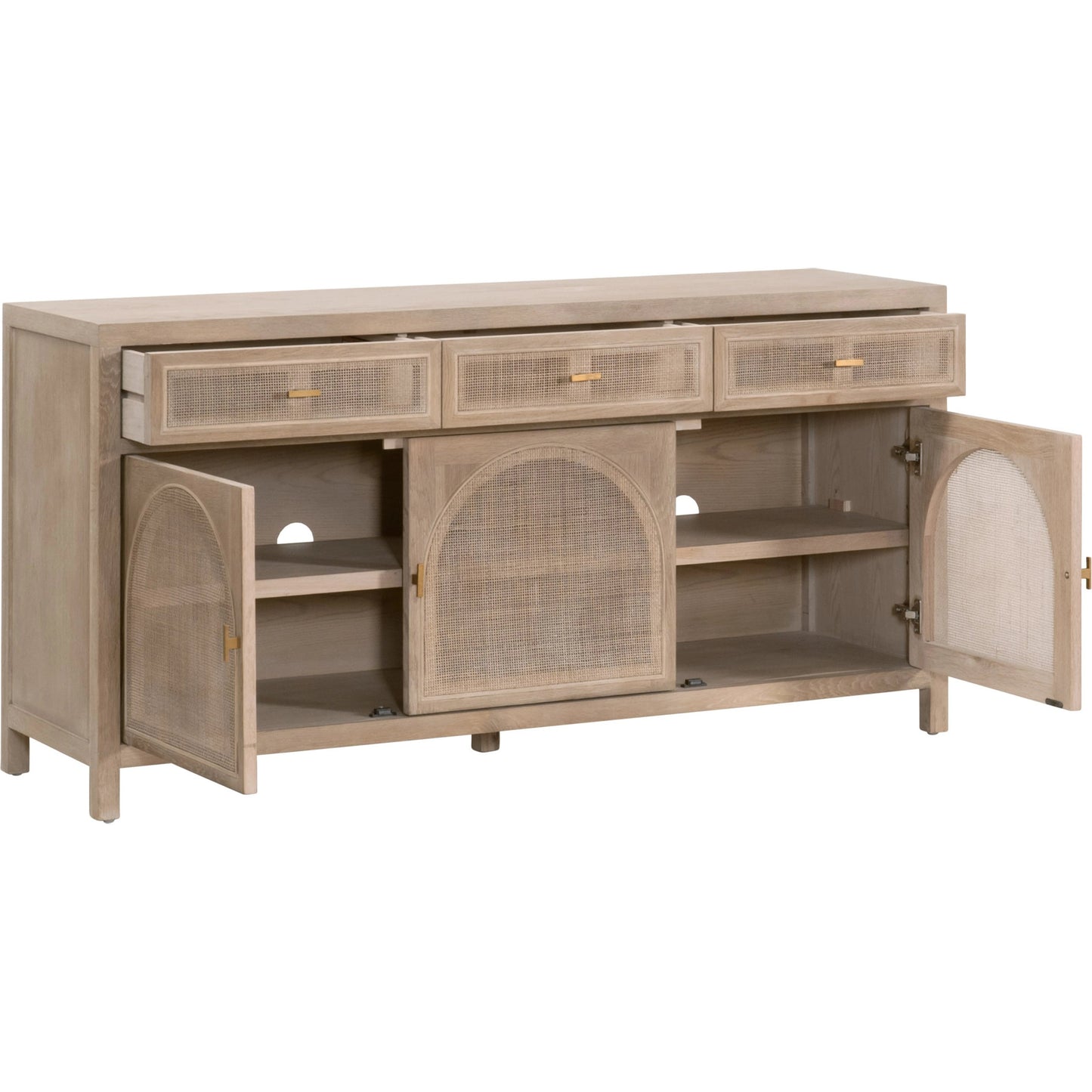 003 SI-1998822 | Additional Silo | Cane Media Sideboard by Essentials For Living in smoke gray oak, smoke gray cane. Made from solid reclaimed oak, oak veneer, cane, metal in a cottage & farmhouse style.