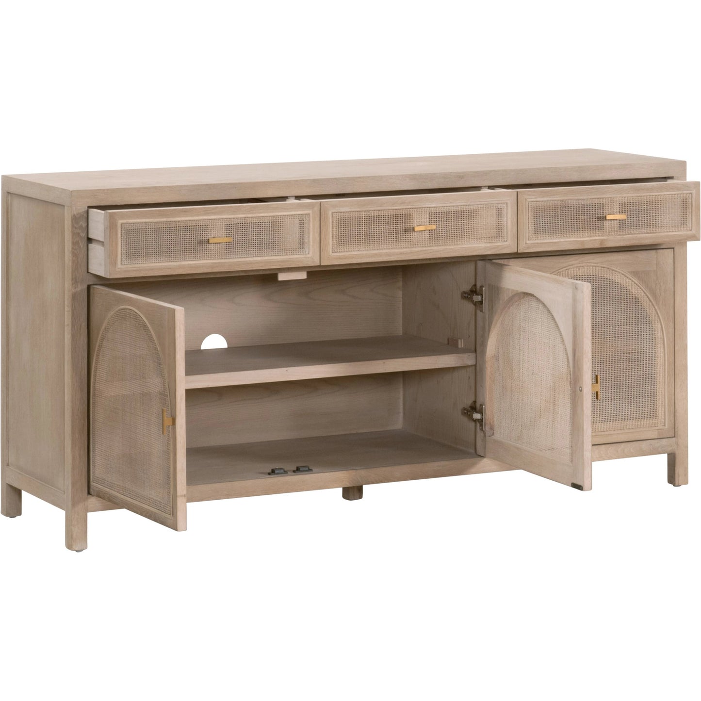 004 SI-1998822 | Additional Silo | Cane Media Sideboard by Essentials For Living in smoke gray oak, smoke gray cane. Made from solid reclaimed oak, oak veneer, cane, metal in a cottage & farmhouse style.