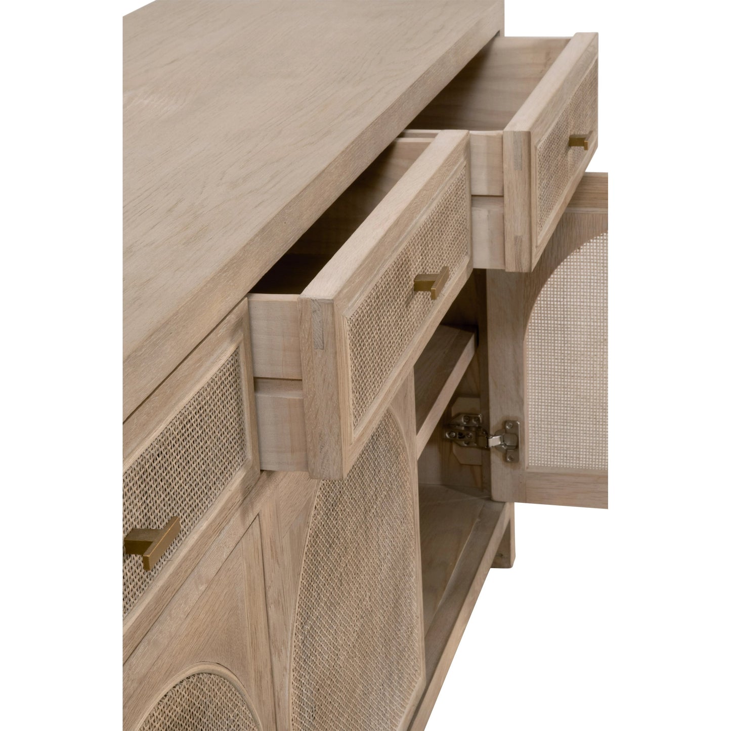 007 SI-1998822 | Additional Silo | Cane Media Sideboard by Essentials For Living in smoke gray oak, smoke gray cane. Made from solid reclaimed oak, oak veneer, cane, metal in a cottage & farmhouse style.