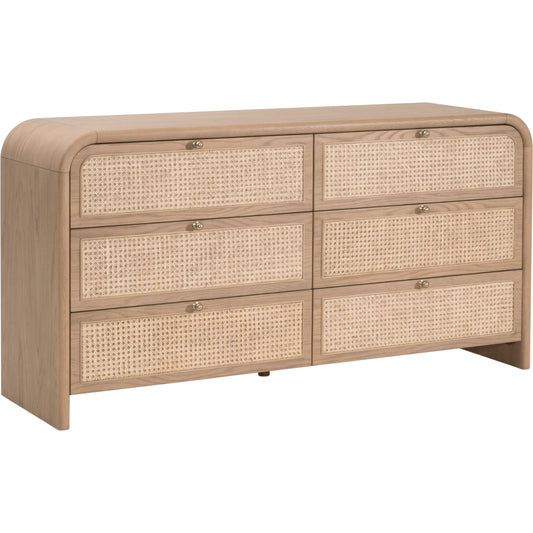 001 SI-2472601 | Primary Silo | Cannes Double Dresser by Essentials For Living in natural oak, cane. Made from solid oak wood, oak veneer, cane, iron, felt in a transitional style.