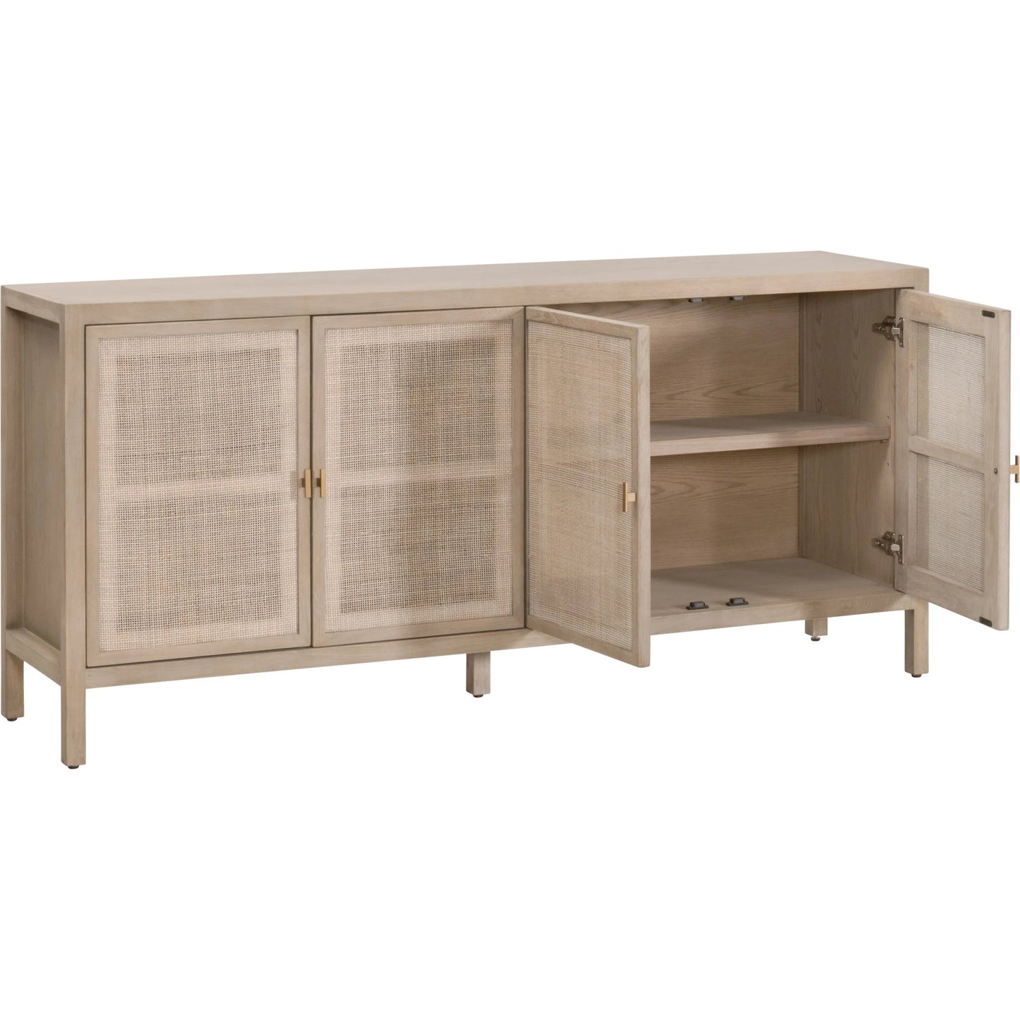 005 SI-2138244 | Additional Silo | Carina Media Sideboard by Essentials For Living in smoke gray oak, smoke gray cane. Made from solid oak wood, oak veneer, mdf, plywood, cane in a cottage & farmhouse style.