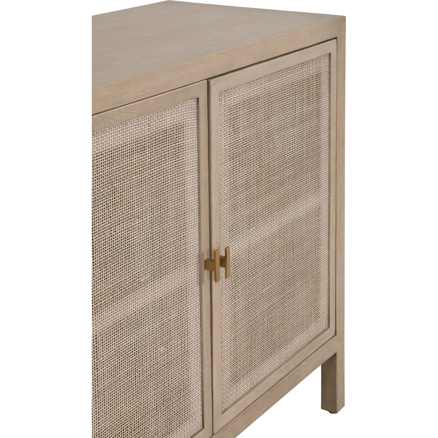 008 SI-2138244 | Closeup | Carina Media Sideboard by Essentials For Living in smoke gray oak, smoke gray cane. Made from solid oak wood, oak veneer, mdf, plywood, cane in a cottage & farmhouse style.