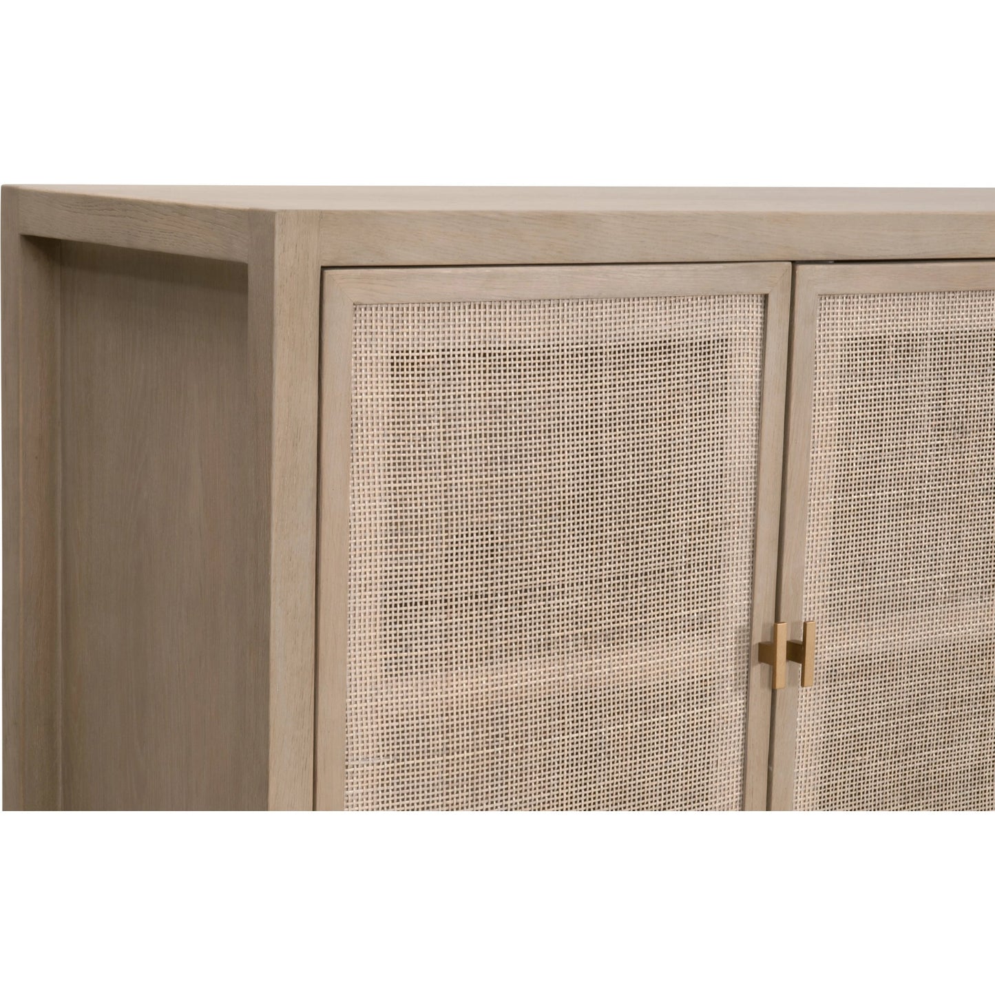 009 SI-2138244 | Closeup | Carina Media Sideboard by Essentials For Living in smoke gray oak, smoke gray cane. Made from solid oak wood, oak veneer, mdf, plywood, cane in a cottage & farmhouse style.