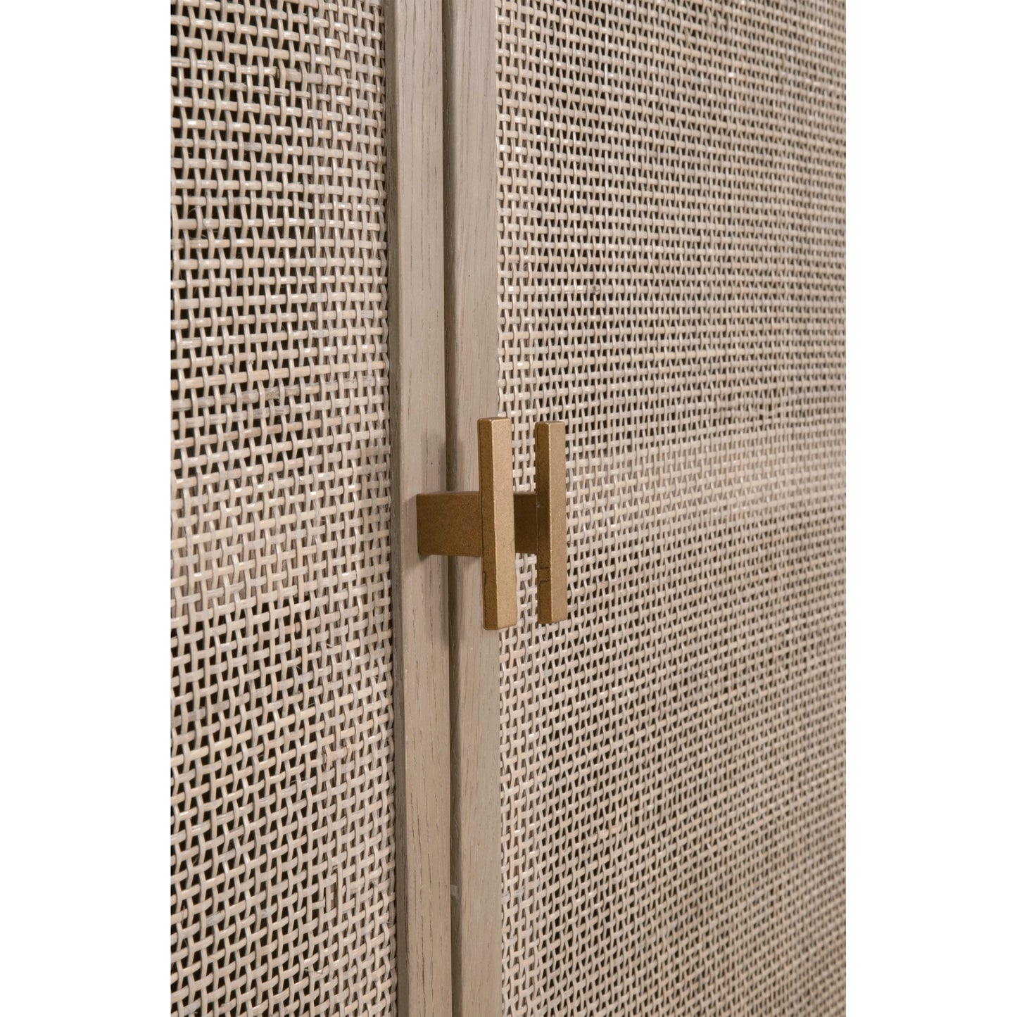 012 SI-2138244 | Closeup | Carina Media Sideboard by Essentials For Living in smoke gray oak, smoke gray cane. Made from solid oak wood, oak veneer, mdf, plywood, cane in a cottage & farmhouse style.