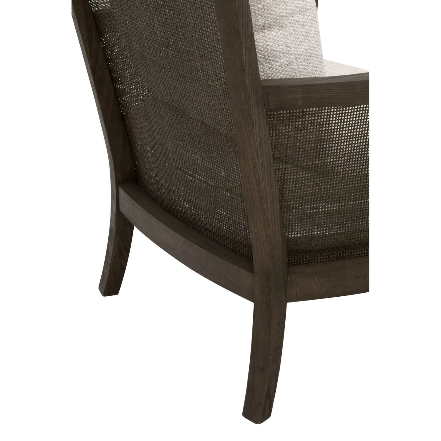 007 SI-2292625 | Closeup | Caris Club Chair by Essentials For Living in livesmart gellar, linen, matte brown oak, cane. Made from rattan, solid oak wood, plywood in a modern style.