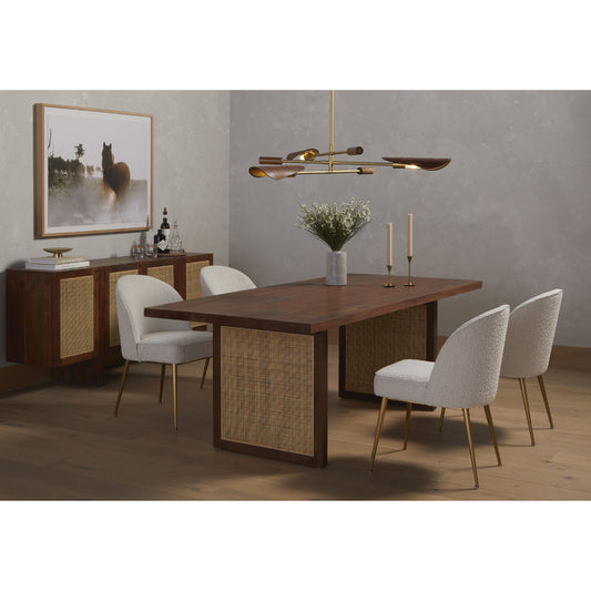 Jolin Dining Chair by Four Hands in knoll natural. Made from 95% polyester, 5% acrylic, stainless steel, 100% polyester in a modern style.