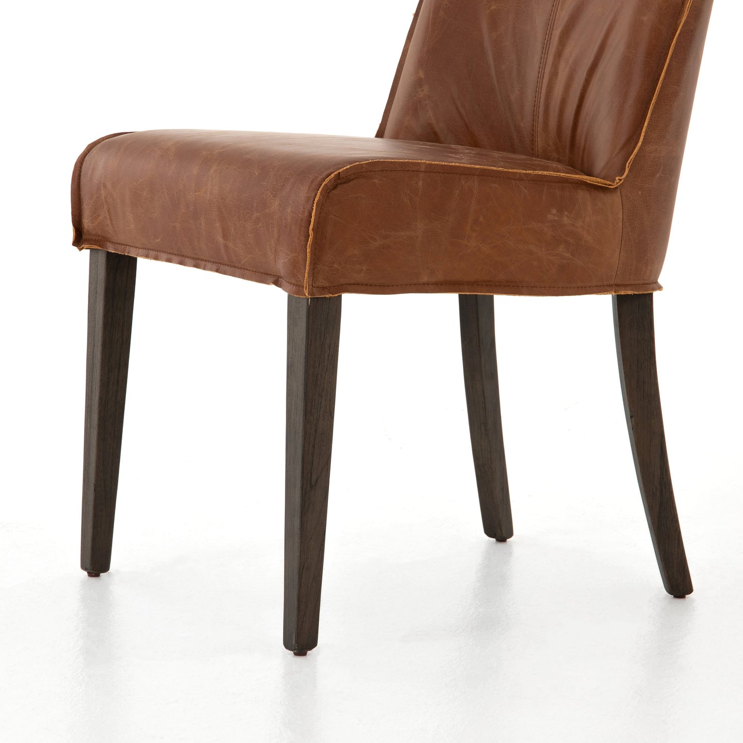 002 SR-711563 | Additional Silo | Aria Dining Chair by Four Hands in sienna chestnut, warm nettlewood and sienna chestnut. Made from top grain leather, solid nettlewood, 100% polyester in a modern style.