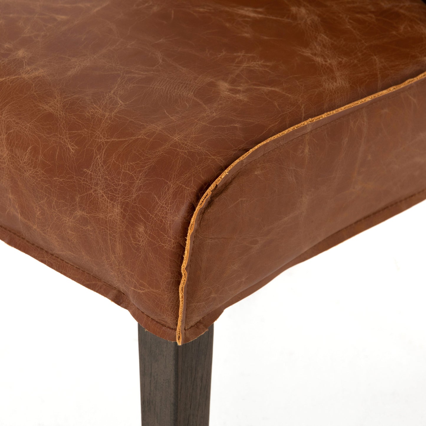 006 SR-711563 | Additional Silo | Aria Dining Chair by Four Hands in sienna chestnut, warm nettlewood and sienna chestnut. Made from top grain leather, solid nettlewood, 100% polyester in a modern style.