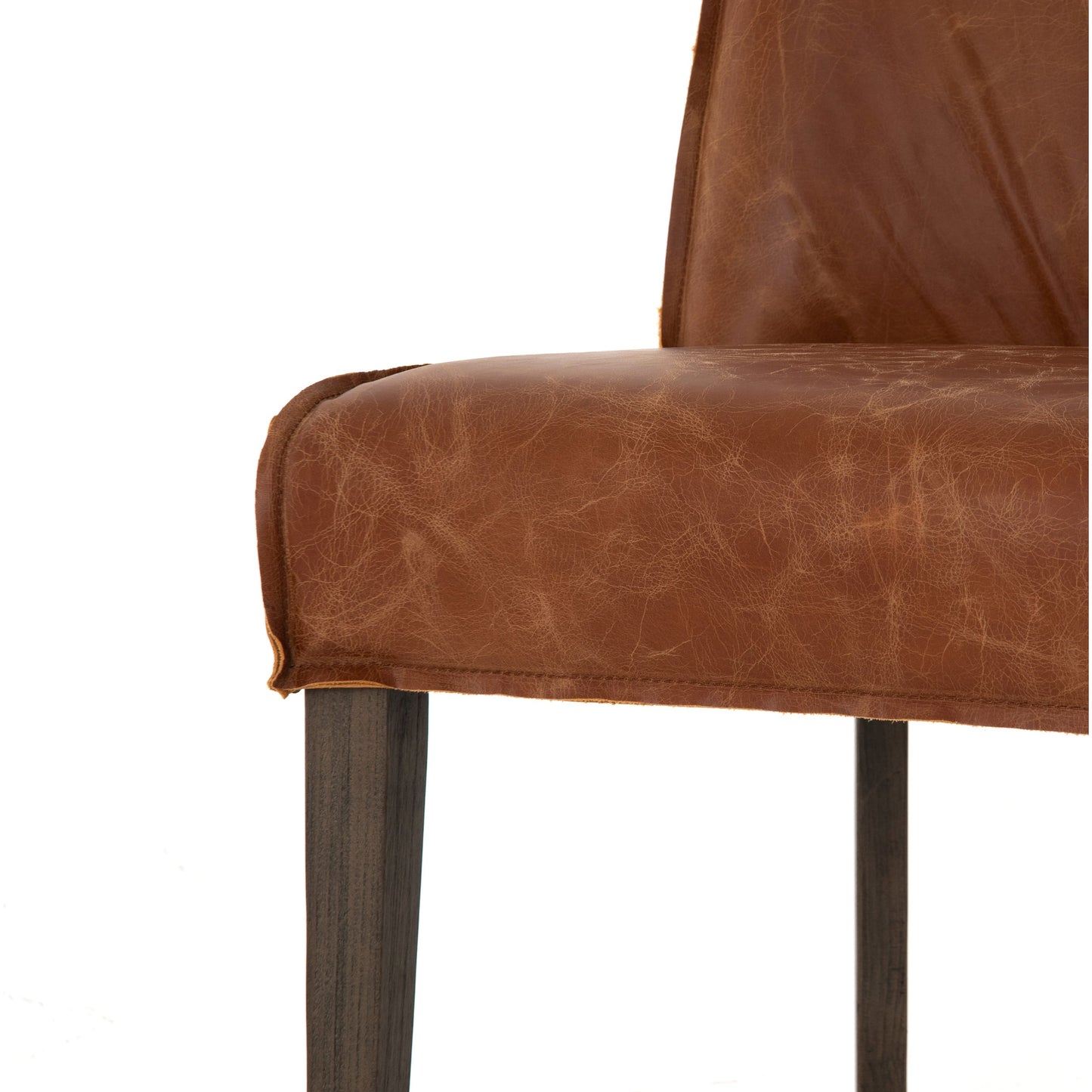 009 SR-711563 | Additional Silo | Aria Dining Chair by Four Hands in sienna chestnut, warm nettlewood and sienna chestnut. Made from top grain leather, solid nettlewood, 100% polyester in a modern style.