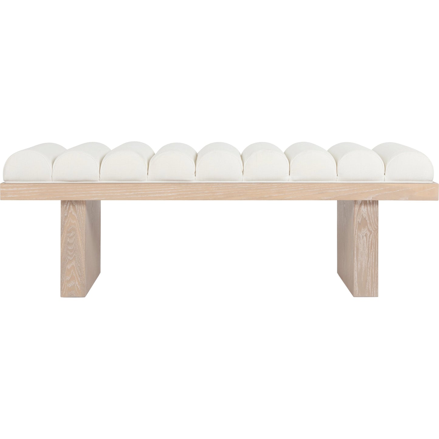 001 SI-2106307 | Additional Silo | Caspian Channeled Seat Bench by Worlds Away in performance white linen. Made from unique in a modern style.
