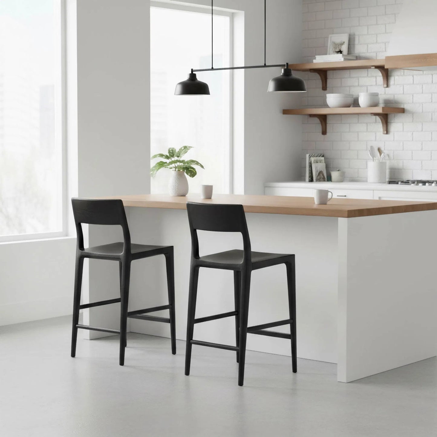 001 SI-2527487 | Lifestyle | Catania Counter Stool by LH Imports. Made from ash in a unique style.