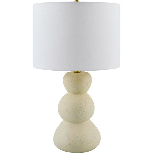 Cayey Accent Table Lamp by Livabliss in body: cream; shade: white; finial: metallic - brass; harp: metallic - brass; cord: translucent and paintedplated. Made from resin, linen, polyester, steel in a transitional style.