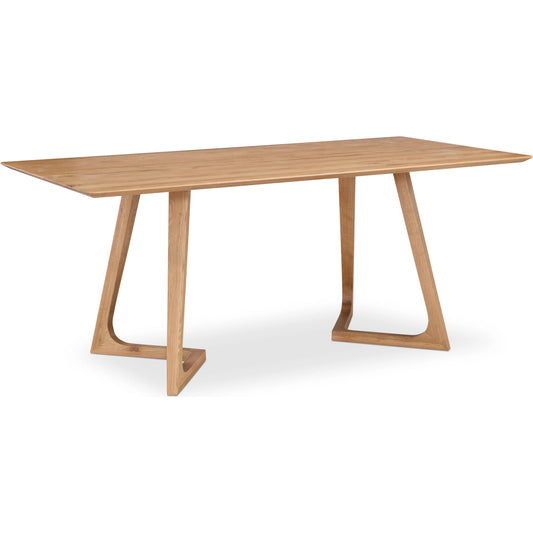Godenza Rectangular Dining Table Oak by Moe's Home Collection in natural. Made from solid oak in a transitional style.