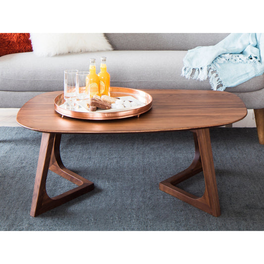 Godenza Coffee Table by Moe's Home Collection in brown. Made from solid walnut in a modern style.