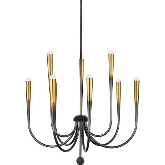Adley 9-Light Chandelier by Hudson Valley in gradient brass. Made from steel in a modern style.