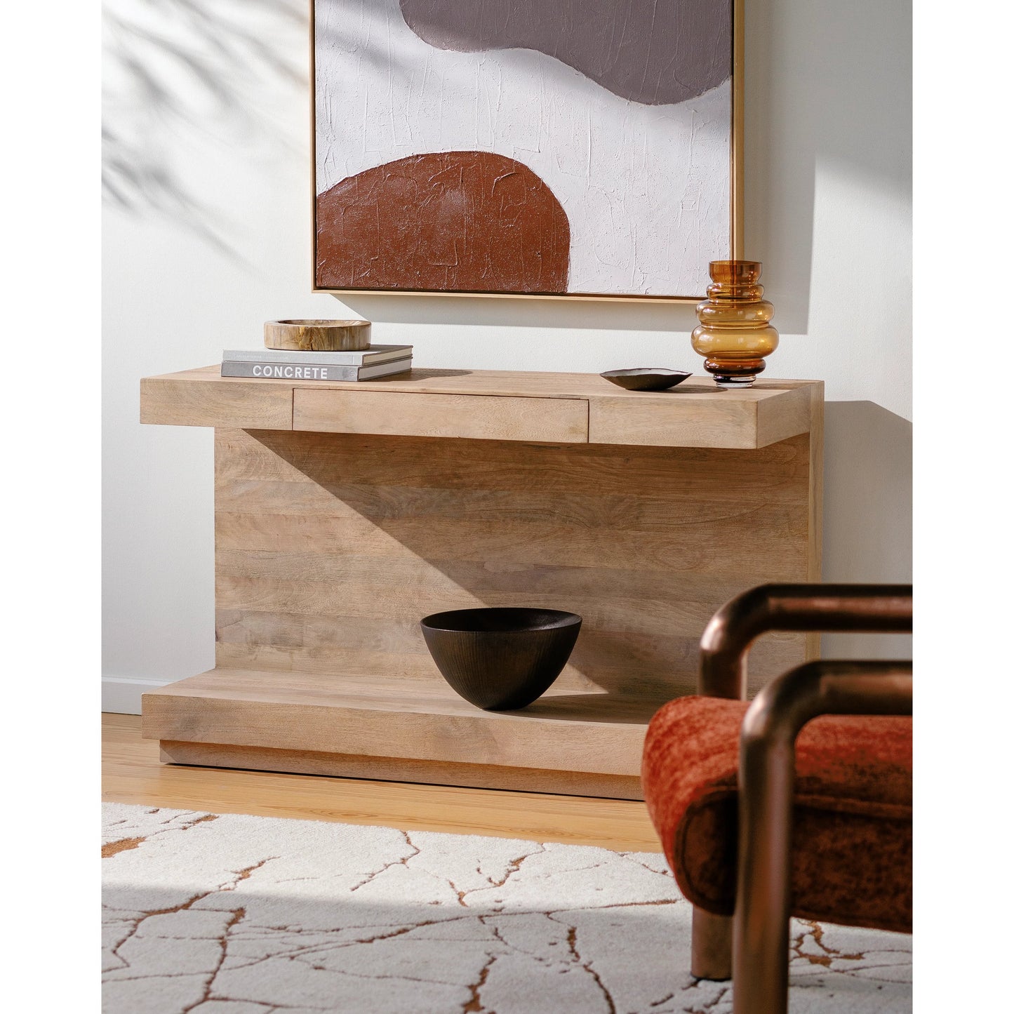005 SI-2133324 | Lifestyle | Coburn Console Table - 530921 by Surya in natural. Made from top: mango wood, base: mango wood in a modern style.