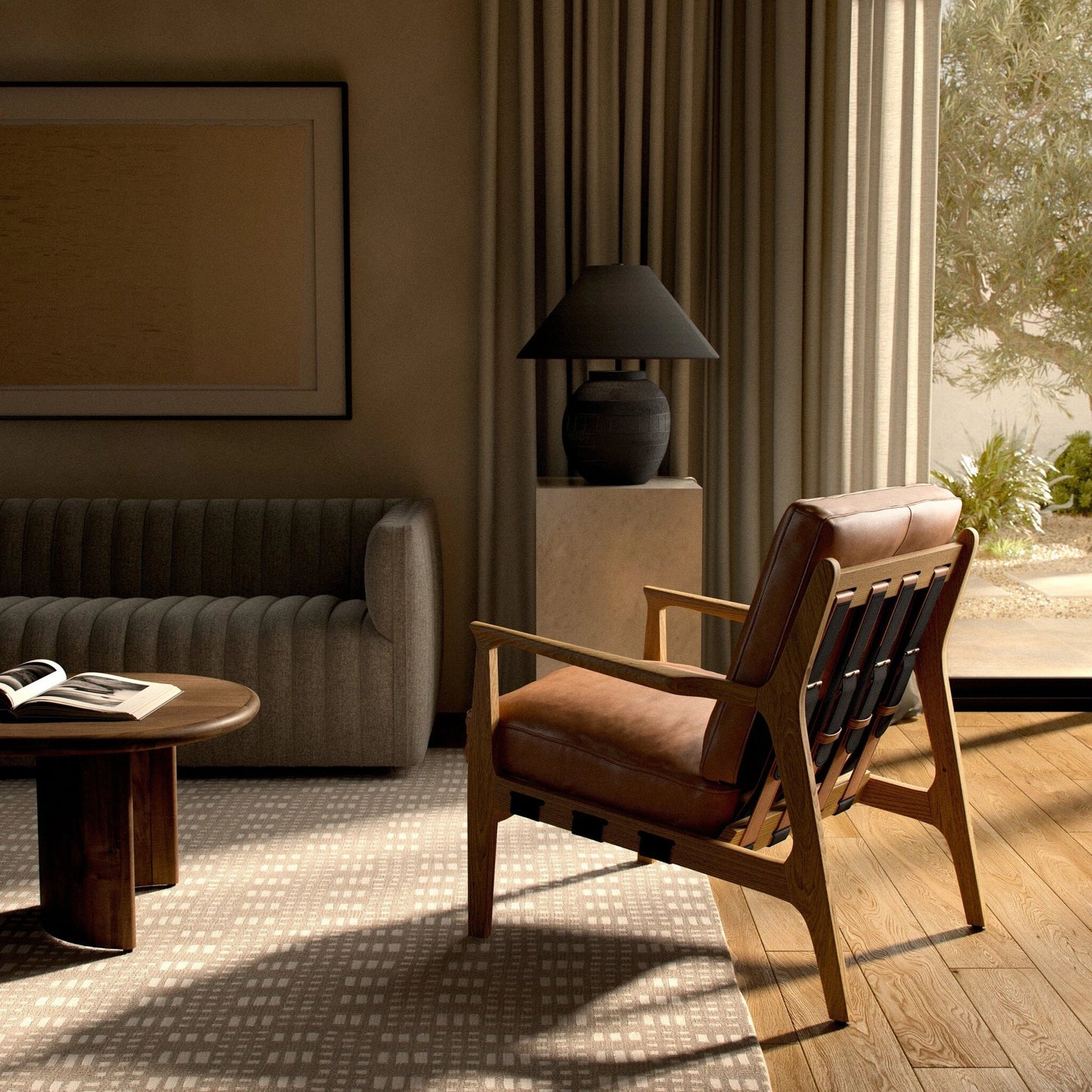 016 S-258371 | Lifestyle | Silas Chair by Four Hands in patina copper, ash wood natural. Made from top grain leather, solid ash in a cottage & farmhouse style.