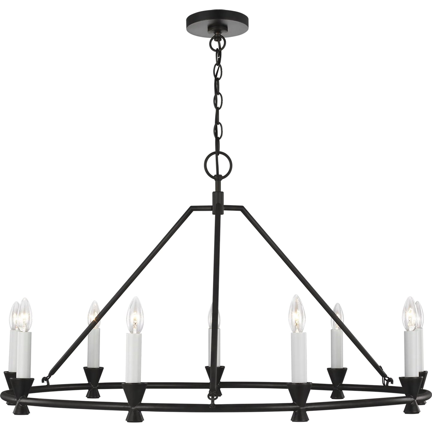 001 SI-2233968 | Primary Silo | Keystone Medium Chandelier by Visual Comfort & Co. in aged iron. Made from steel in a traditional style.