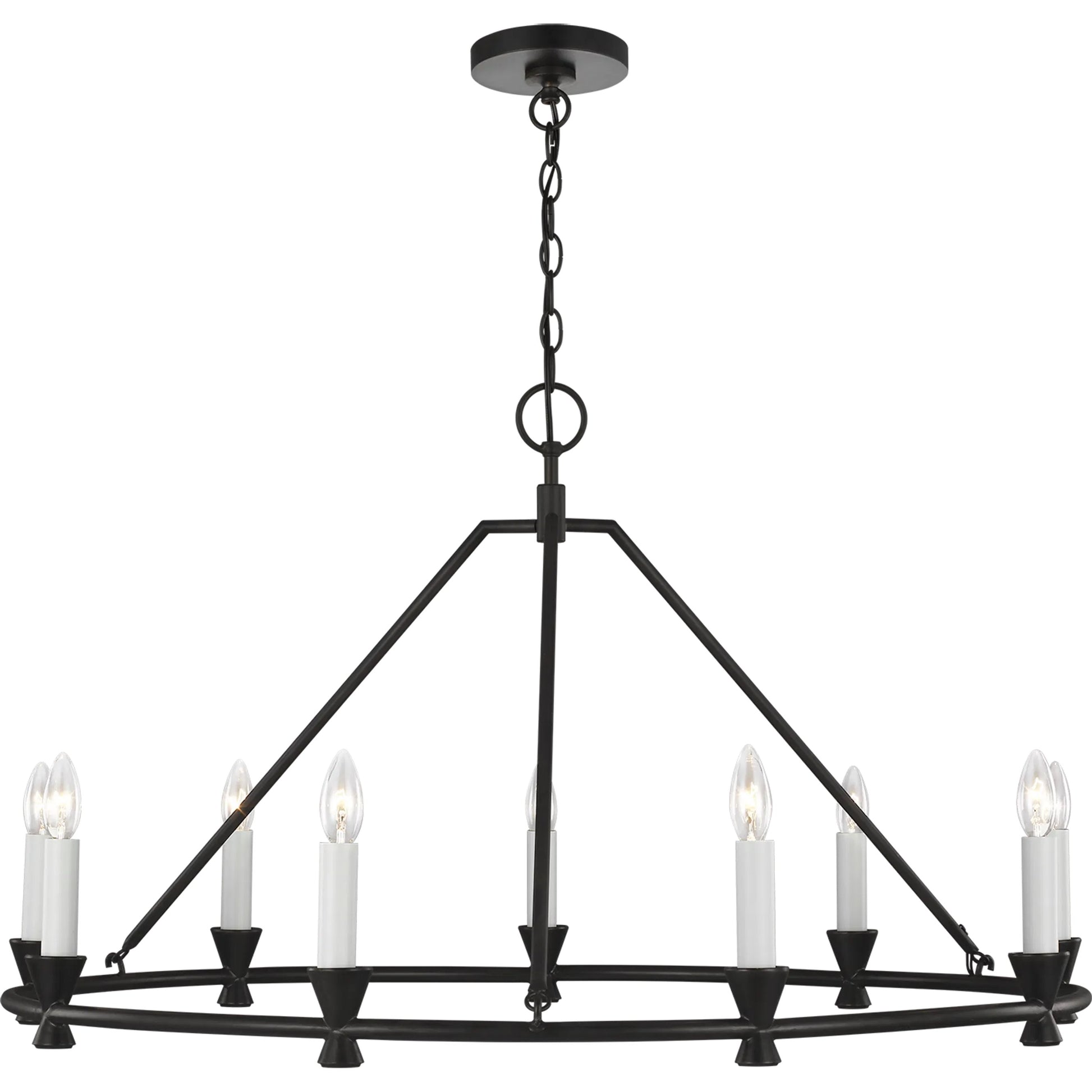 Keystone Medium Chandelier by Visual Comfort & Co. in aged iron. Made from steel in a traditional style.