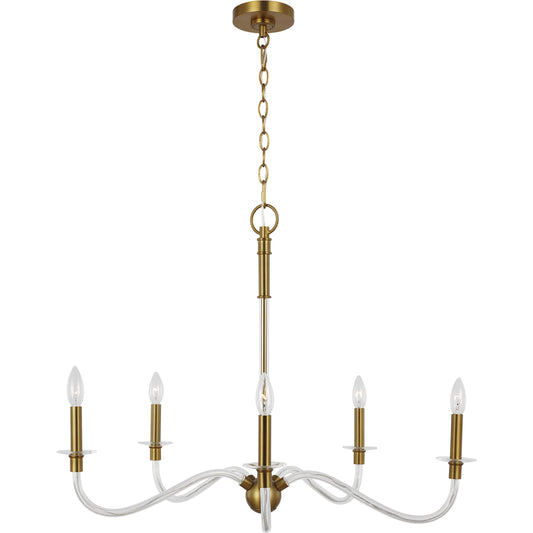 Hanover Medium Chandelier by Visual Comfort & Co. in burnished brass. Made from steel in a transitional style.