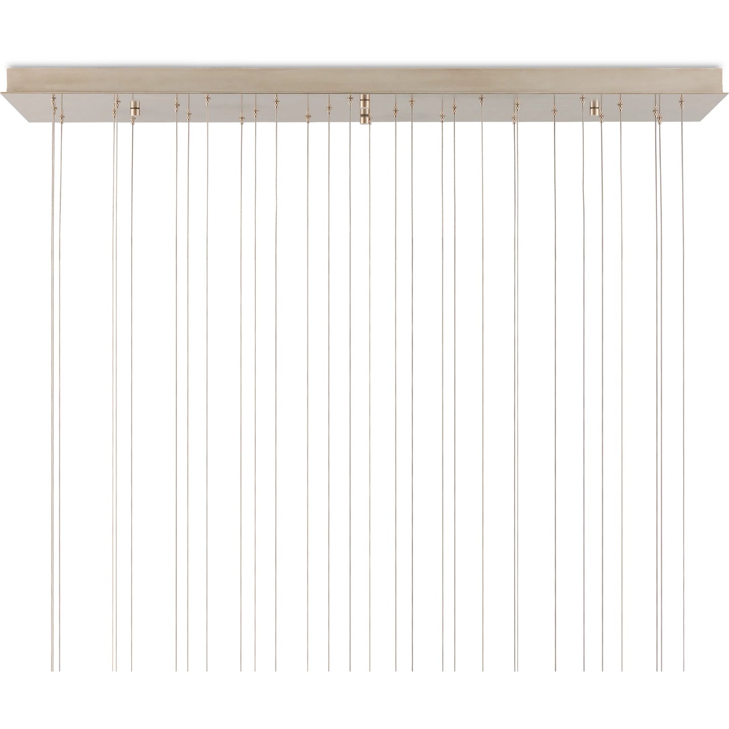 004 SI-2524232 | Closeup | Banyan 30-Light Linear Multi-Drop Pendant by Currey and Company in antique brass, clear, silver. Made from metal, glass in a modern style.