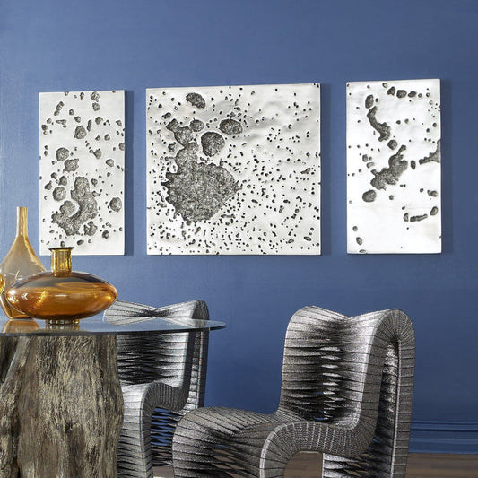 Splotch Wall Art II by Phillips Collection in silver and silver leaf. Made from resin in a eclectic & global style.