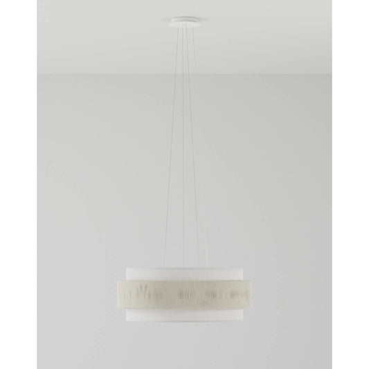 Rousham Chandelier by Currey and Company in beige, sugar white. Made from wrought iron, kraft paper twine in a transitional style.