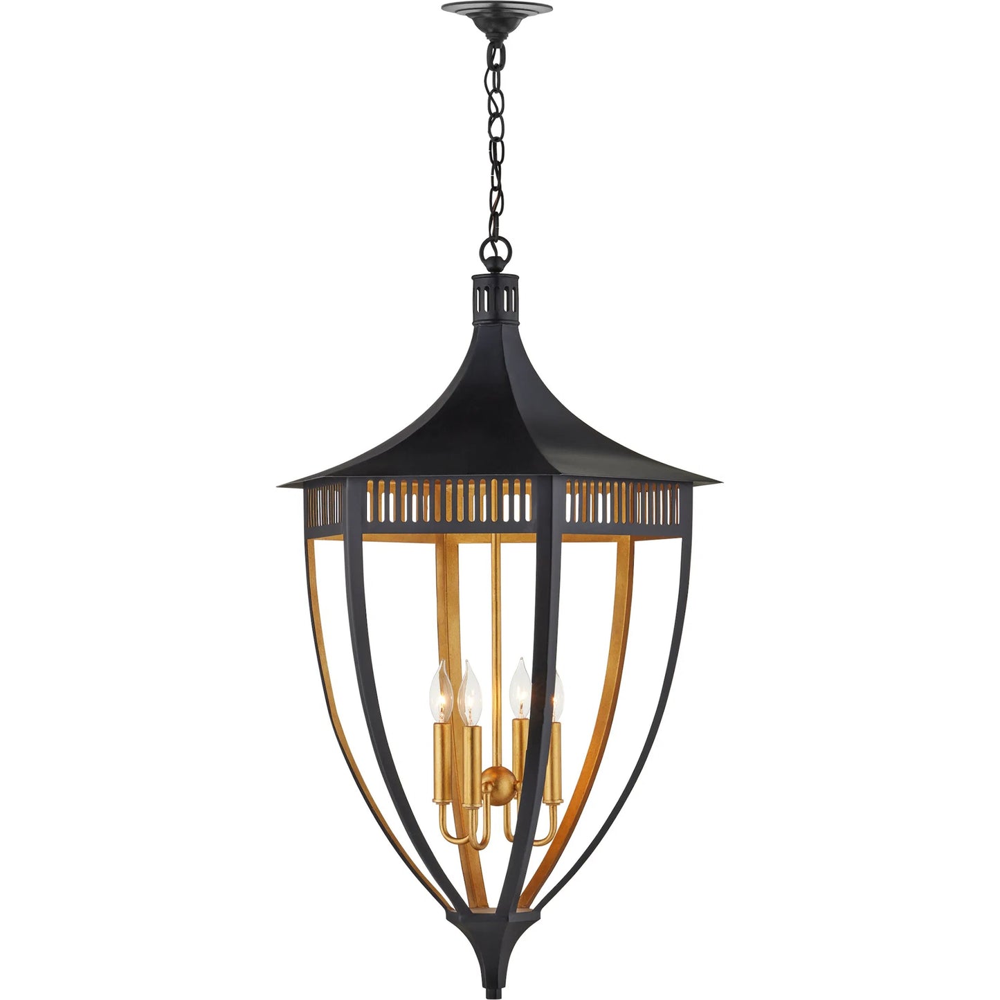 005 SI-2191875 | Additional Silo | Wycombe Lantern by Currey and Company in satin black, contemporary gold leaf. Made from wrought iron in a modern style.