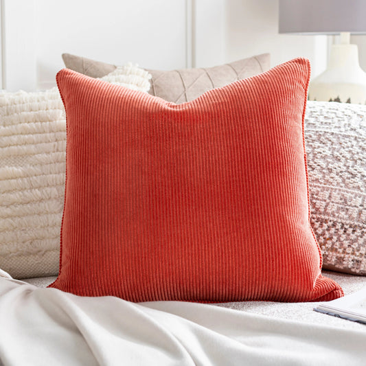 Corduroy Pillow - 14359 by Surya in orange. Made from 100% cotton in a traditional style.