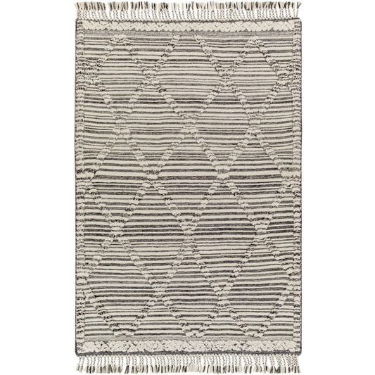 001 SI-1796242,SI-1796244,SI-1796246 | Primary Silo | Cadiz Rug - 29474 by Surya in ivory, black, gray. Made from 100% wool in a unique style.