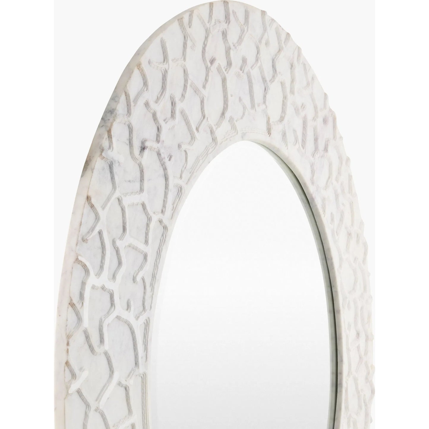 002 SI-2380061 | Closeup | Celebes Accent Mirror by Surya in ivory and natural. Made from marble in a rustic style.