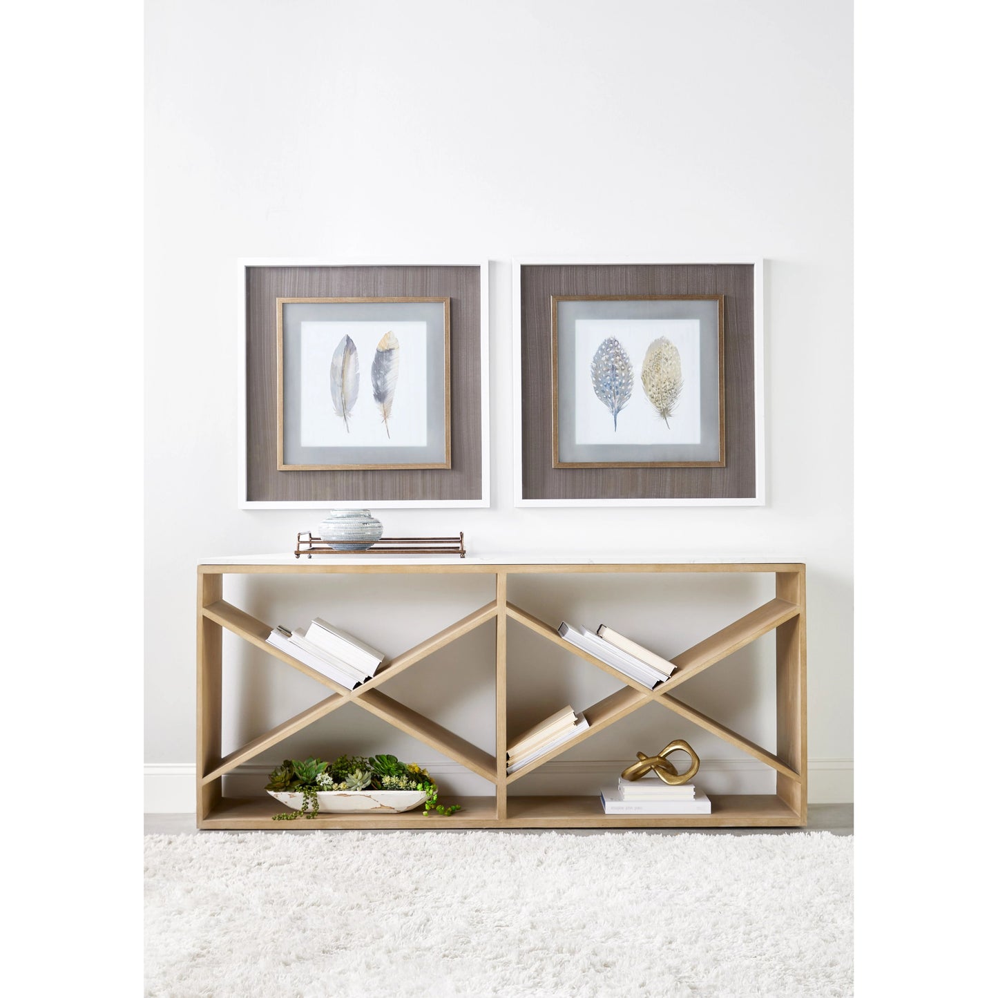 007 SI-1826864 | Lifestyle | Cellar Console Table by Essentials For Living in gray oak, white quartz. Made from solid oak wood, solid quartz in a modern style.