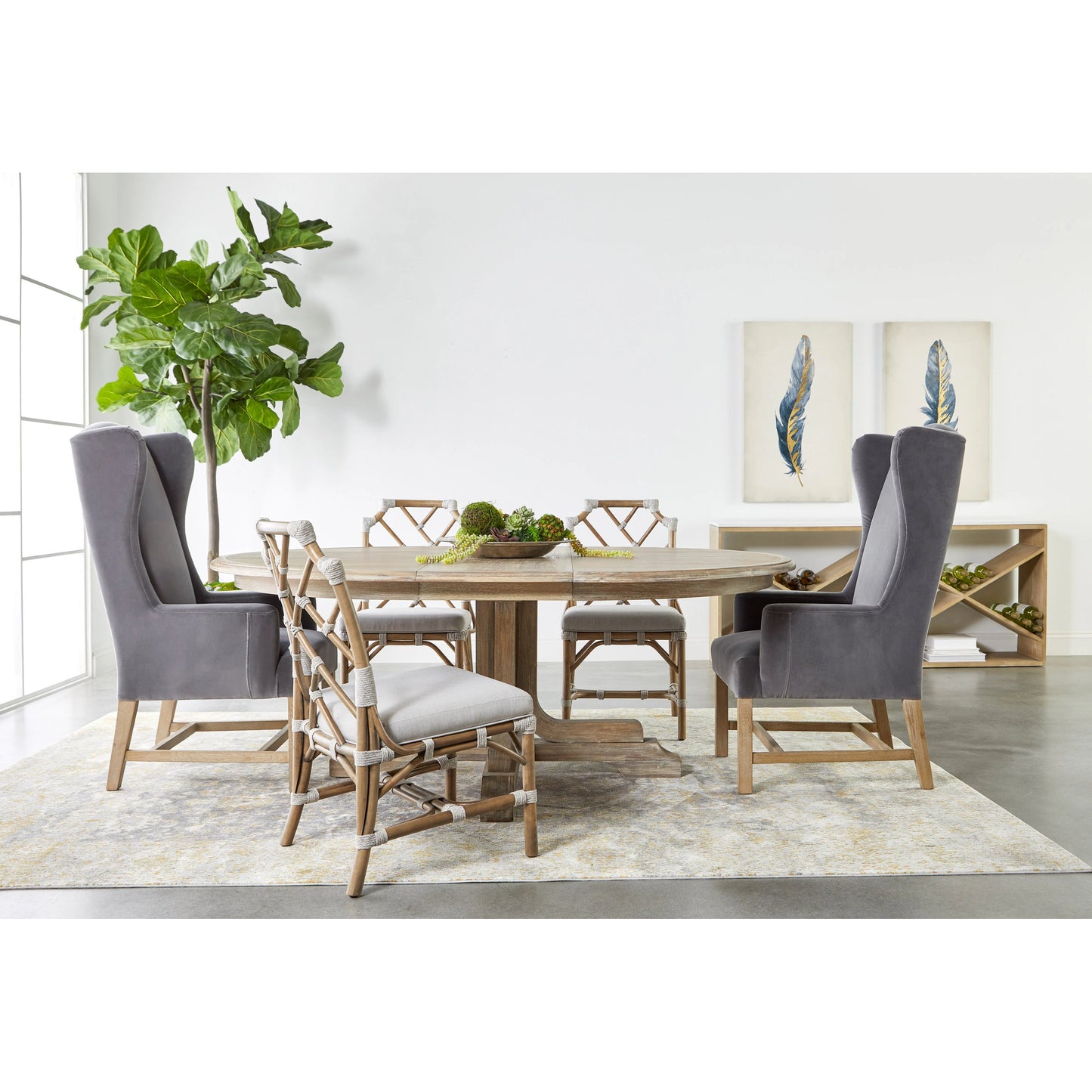 009 SI-1826864 | Lifestyle | Cellar Console Table by Essentials For Living in gray oak, white quartz. Made from solid oak wood, solid quartz in a modern style.