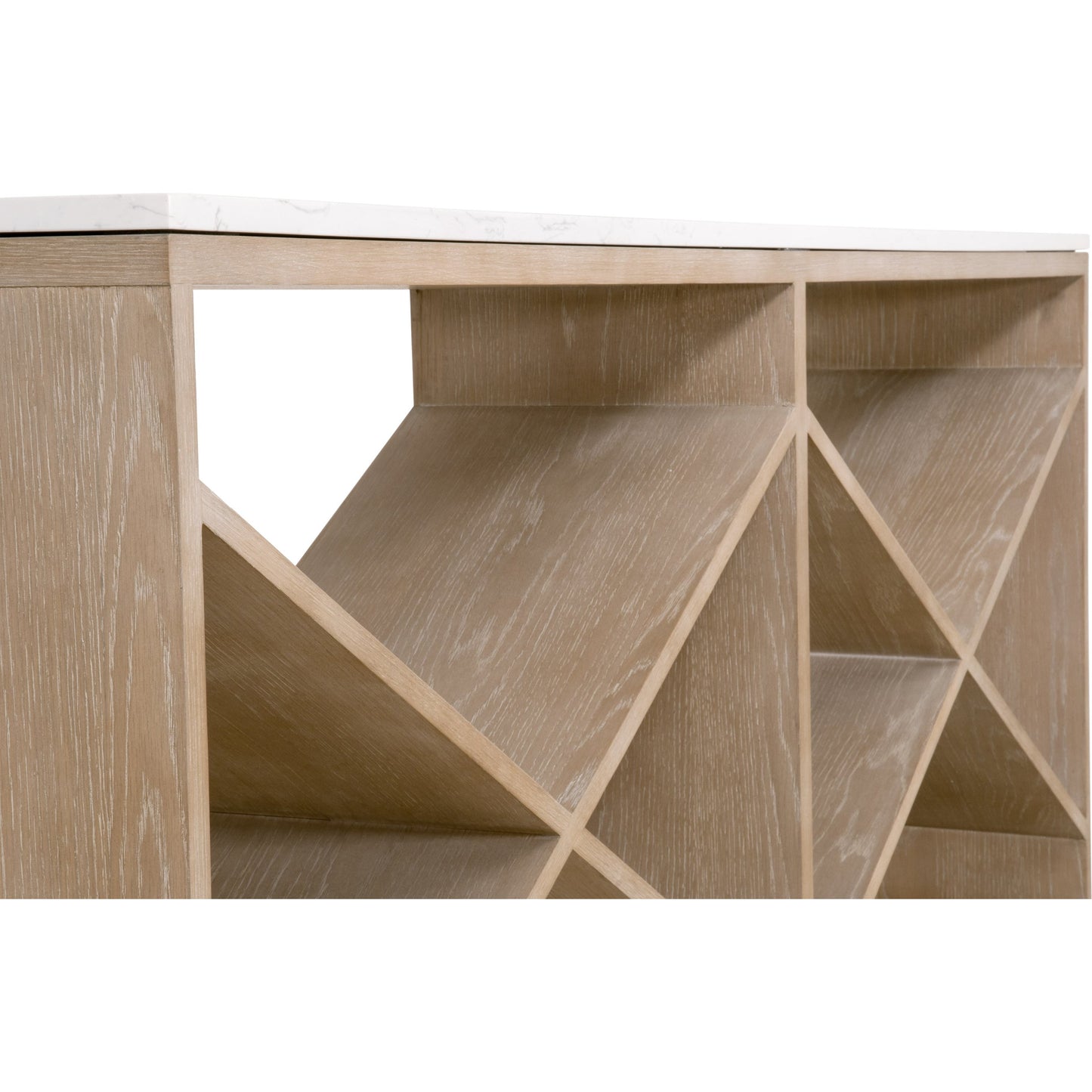 005 SI-1826864 | Additional Silo | Cellar Console Table by Essentials For Living in gray oak, white quartz. Made from solid oak wood, solid quartz in a modern style.