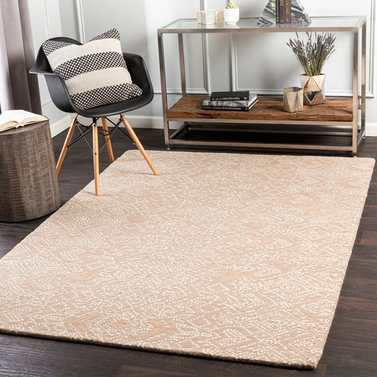 Corfu Rug - 27338 by Surya in tan, cream, dusty coral. Made from 100% wool in a unique style.