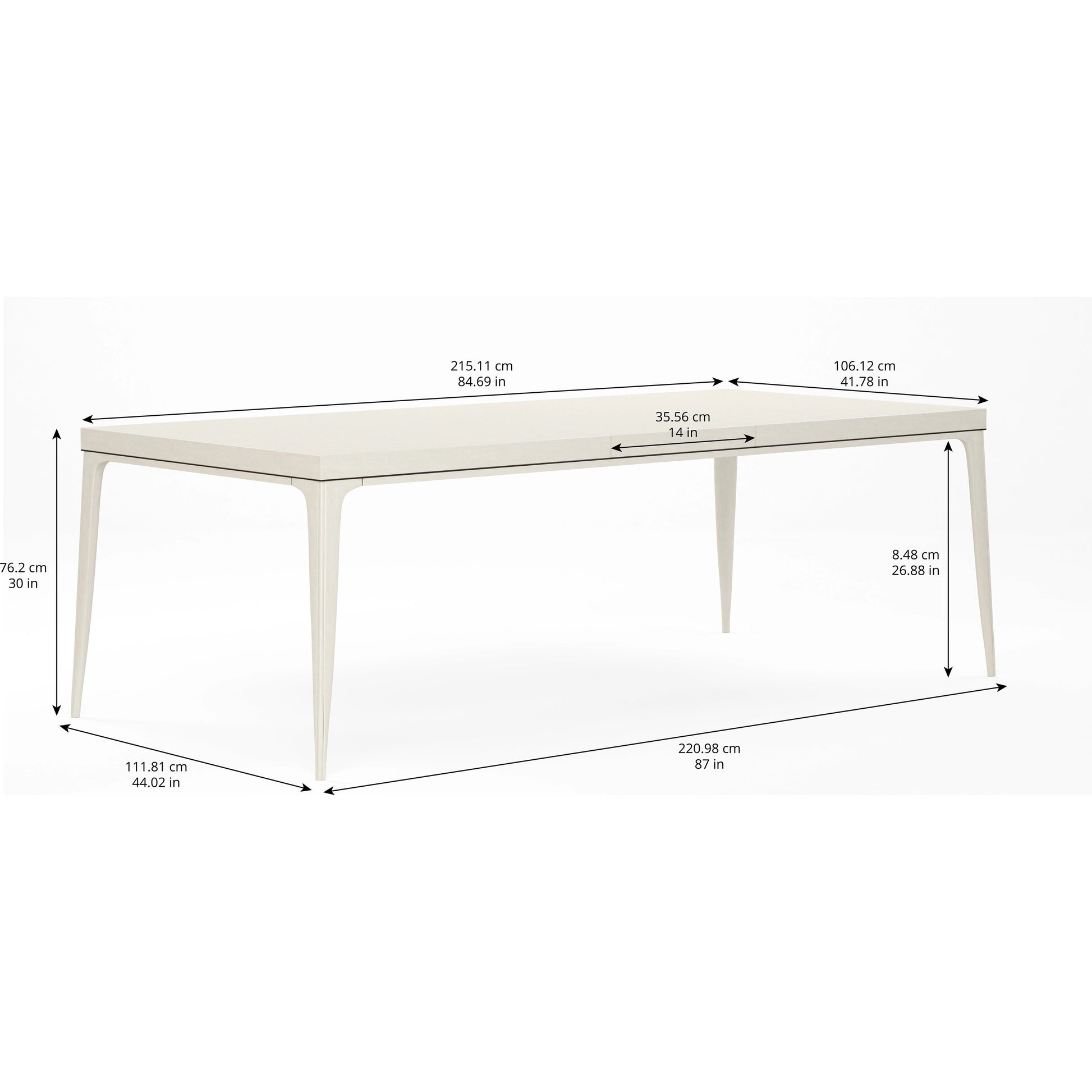 Blanc Rectangular Dining Table by A.R.T. Furniture in alabaster, burnished bronze. Made from parrawood solids, maple veneers in a modern style.