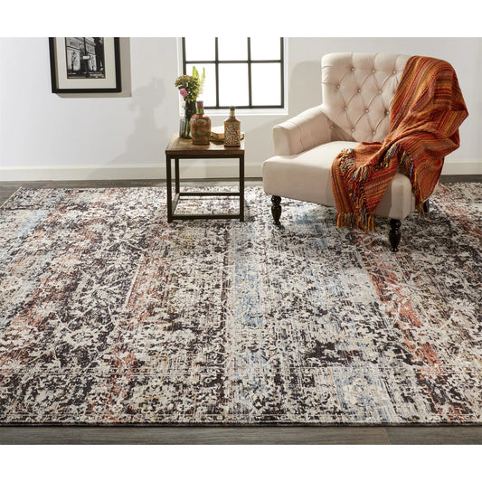 Caprio Transitional Rug - 3962F by Feizy in gray, black, red. Made from polyester, viscose in a unique style.