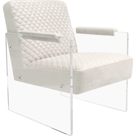 Tribecca Velvet Accent Chair by Pasargad Home in ivory. Made from acrylic, velvet in a traditional style.