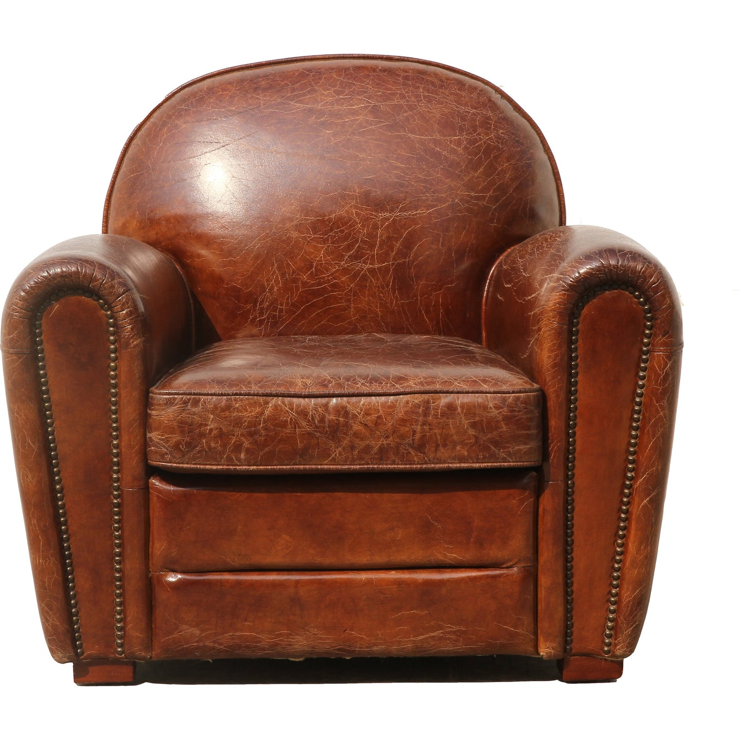 002 SR-702402 | Additional Silo | Genuine Paris Club Chair by Pasargad Home in brown. Made from leather in a rustic style.