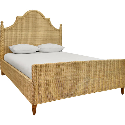 Chamberlain Bed Frame by Worlds Away in natural. Made from rattan in a rustic style.