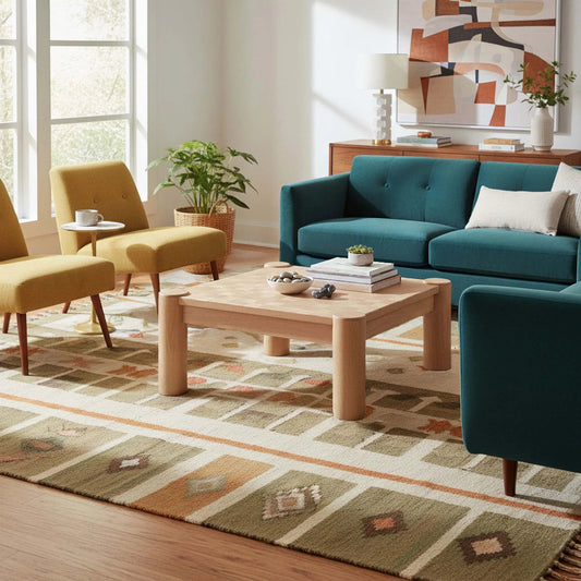 Checkerboard Coffee Table by LH Imports in biscotti oak. Made from european oak, mdf, veneer american oak in a unique style.