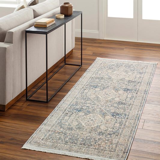 Chicago CHG-2318 Rug by Livabliss in slate, light beige, burnt orange, blue, rust. Made from main: 100% polyester in a unique style.