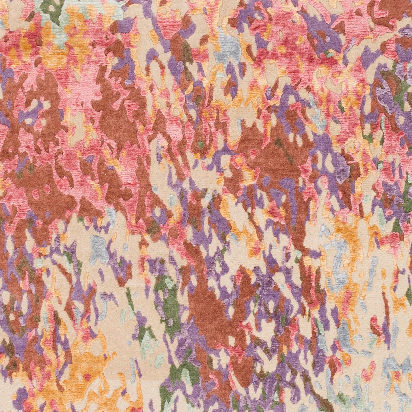 002 63450-25699,63450-25700,63450-25701 | Closeup | Chemistry CHM-2001 Rug by Surya in lavender, lilac, peach, olive, dark brown. Made from viscose, wool in a unique style.
