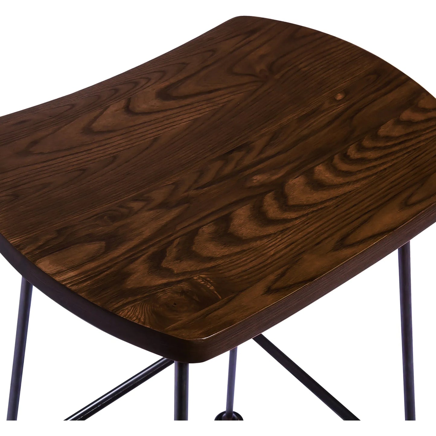 002 SI-2448714 | Additional Silo | Arthur Bar Stool, Wooden Seat by Zentique in matte black steel, dark brown wood. Made from steel, wood in a unique style.