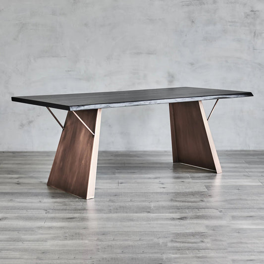 Ross Dining Table by Zentique in black steel, solid wood. Made from steel, solid wood in a modern style.