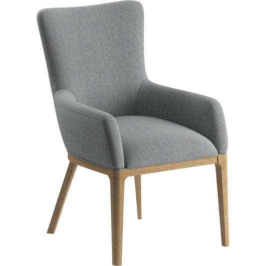 Loft Upholstered Arm Chair by A.R.T. Furniture in gray and natural maple. Made from rubberwood in a transitional style.