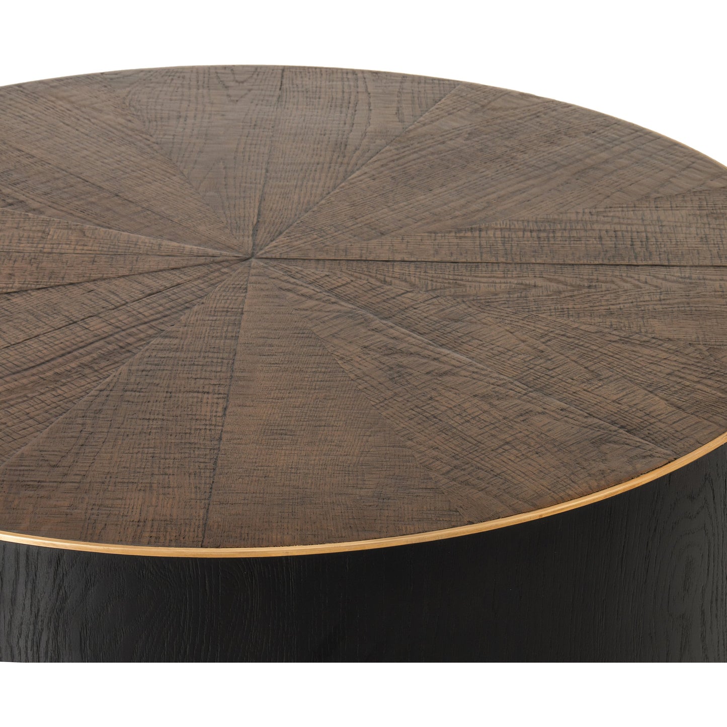 008 S-258355 | Additional Silo | Perry Coffee Table by Four Hands in ebony, light ebony and bright brass clad, ebony, light ebony. Made from solid oak, brass in a cottage & farmhouse style.