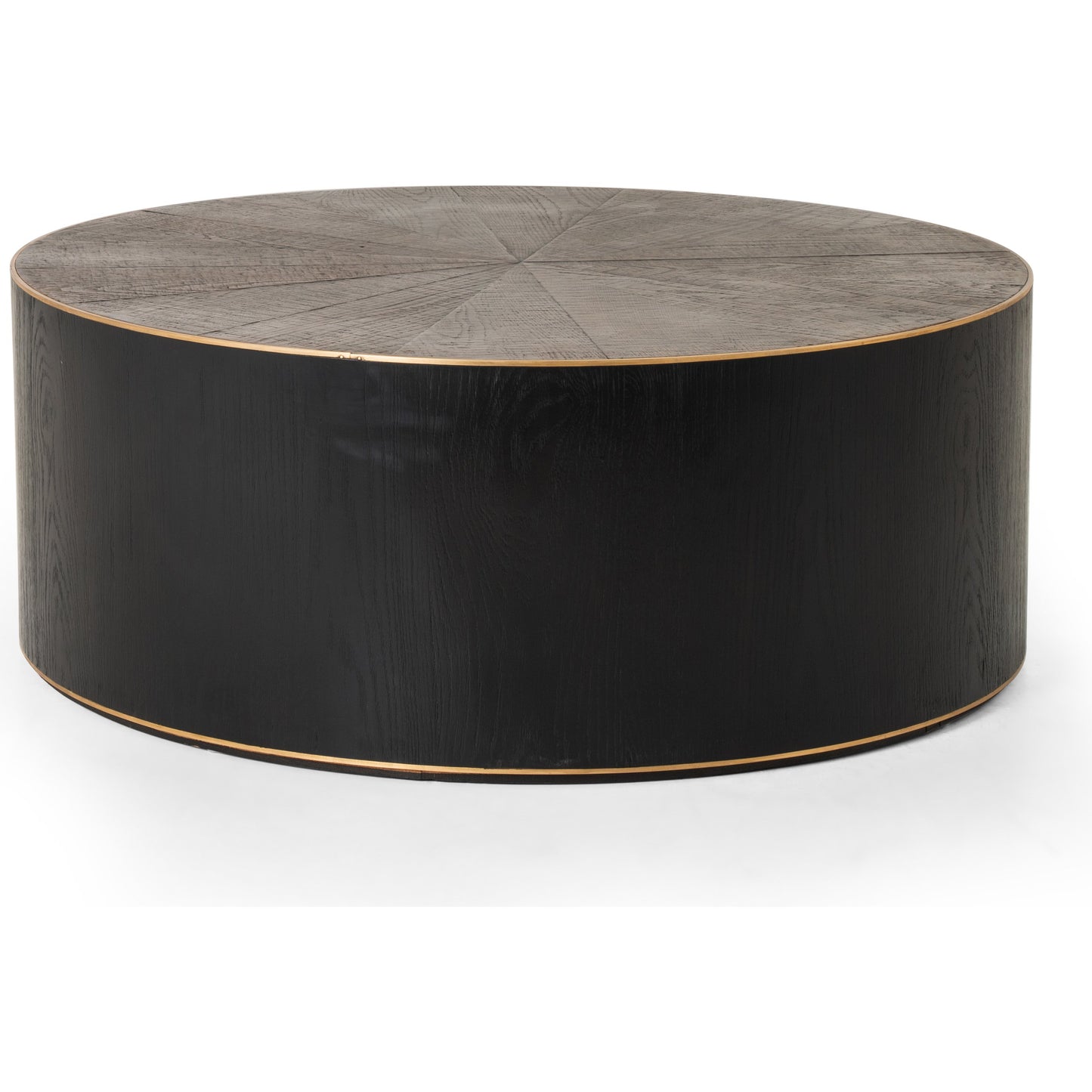 006 S-258355 | Additional Silo | Perry Coffee Table by Four Hands in ebony, light ebony and bright brass clad, ebony, light ebony. Made from solid oak, brass in a cottage & farmhouse style.